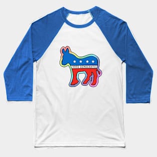 DEMOCRATIC DONKEY MASCOT VOTE DEMOCRAT LGBT RAINBOW Baseball T-Shirt